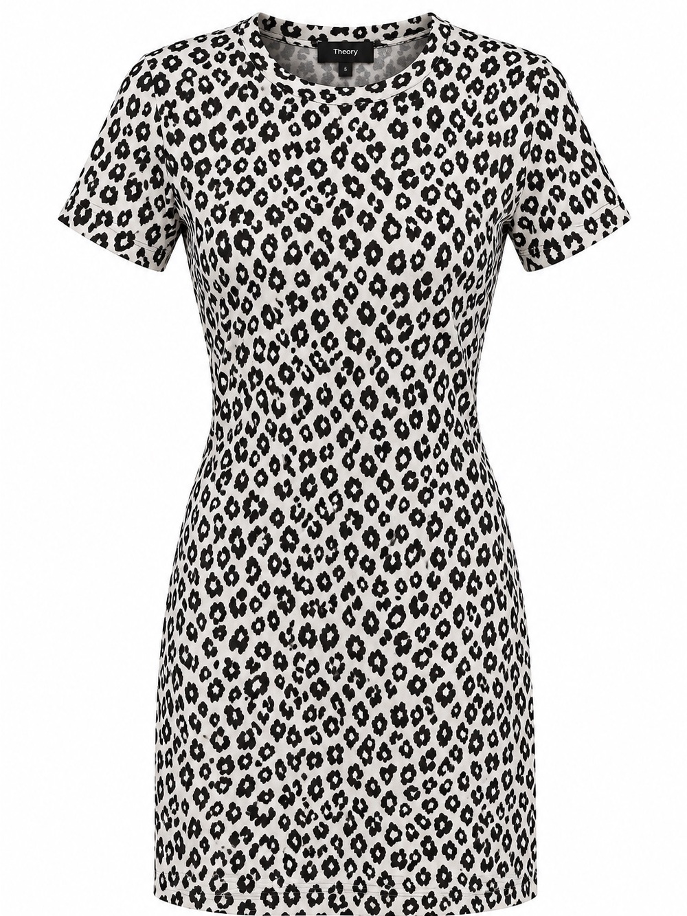 Theory Black and White Leopard-Print Mini Dress